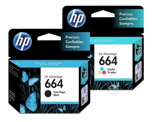 Pack Tinta 664 Original Hp 1 Negro Y 1  Tricolor  1515 2135 