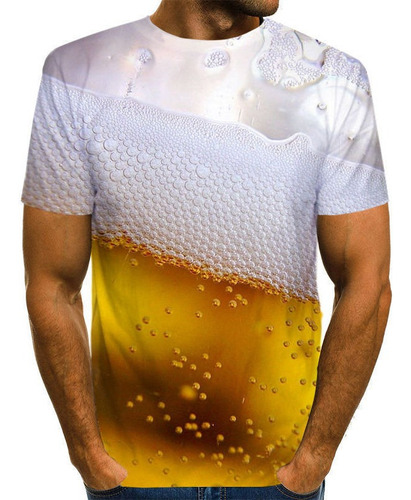 Playera Impresa 3d De Cerveza Burbujeante Única Personaliza