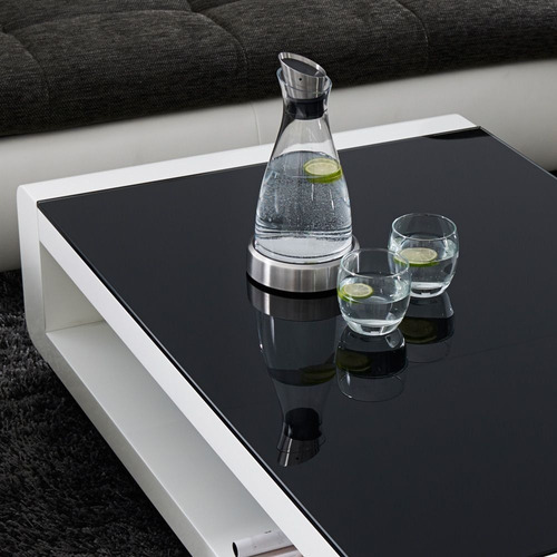 Mesa De Centro Poliuretano Y Vidrio Negro Ref: Solei