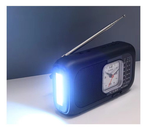 Radio Portátil Con Reloj Y Linterna Am/fm/sw Color Negro