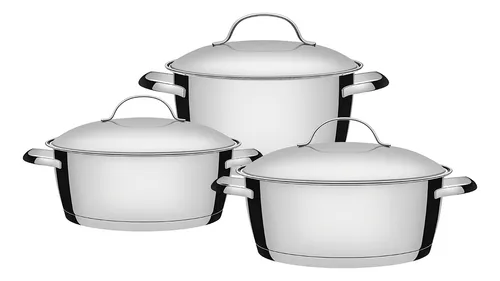 comprar Jogo De Panelas 3 Peças Inox Fundo Triplo Allegra Tramontina