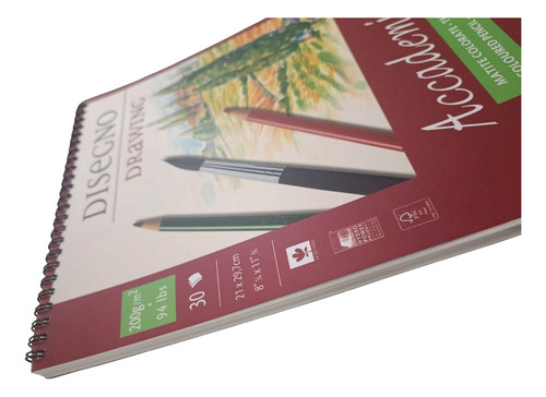 Libreta Fabriano A4 Drawing 21*29.7cm 200g 30hjs Academia