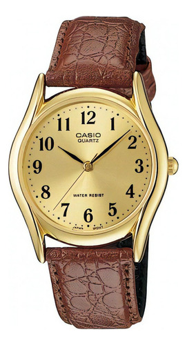 Reloj Casio Dorado Mtp-1094q-9b Cuero Marron Casio Centro