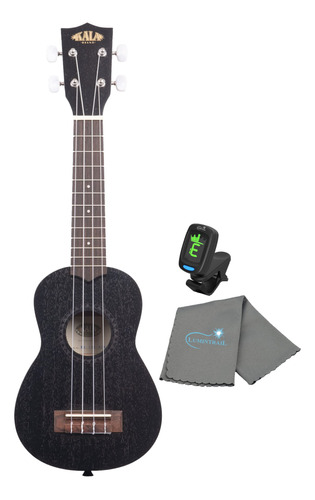 Kala Ka-15s Ukelele Negro Con Afinador Y Tela Lumintrail