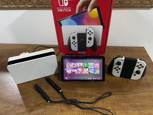 Nintendo Switch Desbloqueado Oled Branco 128gb Com Caixa Seminovo Garantia  E Nf