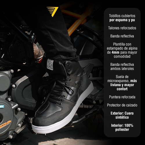 Imagen 4 de 7 de Zapatillas Botas Moto Vértigo Ecocuero C/refuerzo. Tienda Of