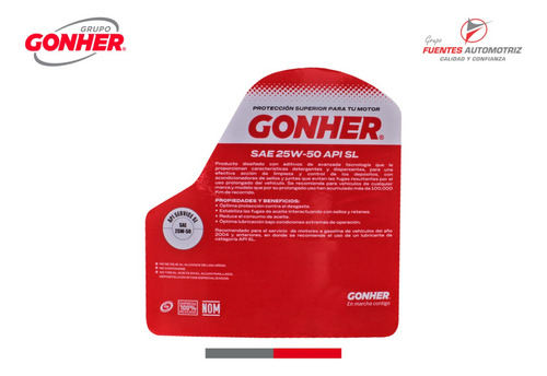2 Garrafa Aceite Alto Kilometraje 25w50 Multigrado Gonher 5l