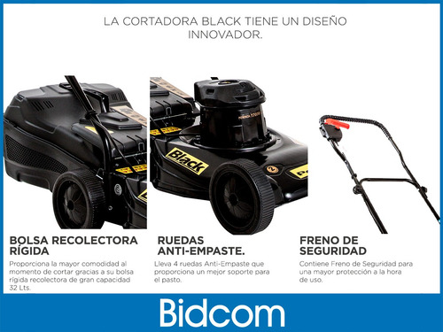 Imagen 6 de 9 de Cortadora Césped Eléctrica Petri Black 1hp 1700w Bolsa 32lts