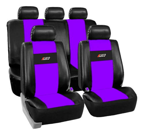 Fundas Cubre Asientos Cuerina Violeta Para Auto Universal 