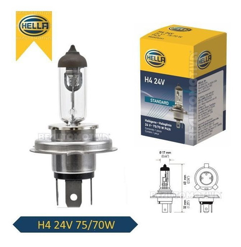 Lampada H4 24v 75/70w Original Hella Bi-iodo