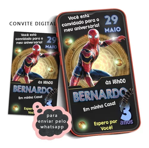 Convite Homem Aranha Digital Virtual Whatsapp