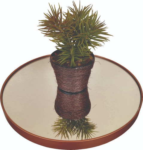 Mesinha De Canto Redonda Pé De Ferro Dourada 60cm Cor Cobre