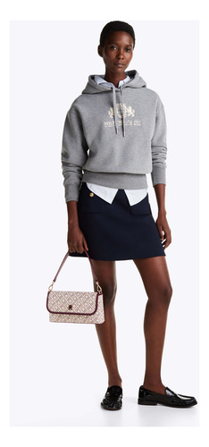 Sudadera Gris Con Capucha Y Cordón Tommy Hilfiger Mujer