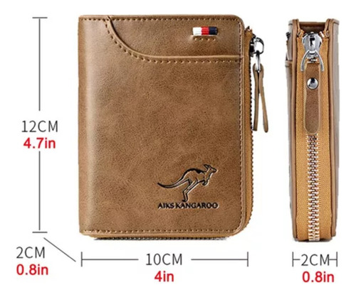 Carteras Aiks Kangaroo, Cartera De Cuero Con Bloqueo Rfid Texture Black