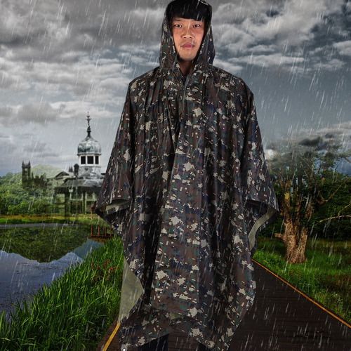 Poncho De Abrigo De Lluvia Ripstop Con Capucha Militar Imper