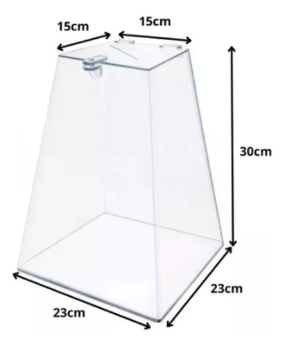 Urna Acríilico Transparente Pirâmide 23x30x15cm