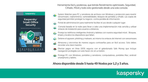 Licencia Kaspersky Small Office 5 Pcs 1 Server 3 Años