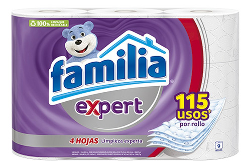 Papel Higienico Familia Expert 9 Rollos 26 Metros C/u