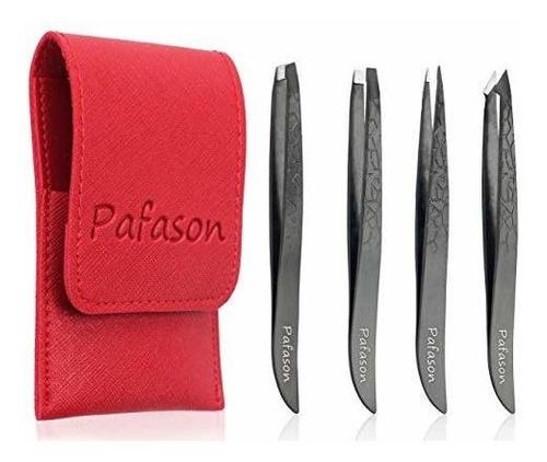 Pinzas - Pafason Eyebrow Tweezers Set With Premium Pu Leathe