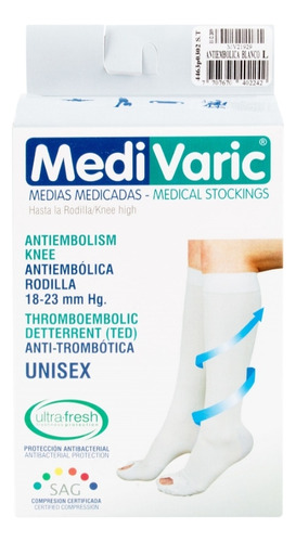 Medivari Media Antiembolica Rodilla 18-23mmhg Talla L Blanca