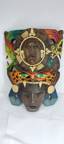 Máscara De Madera Artesenia Mexicana  Calendario Azteca 30cm