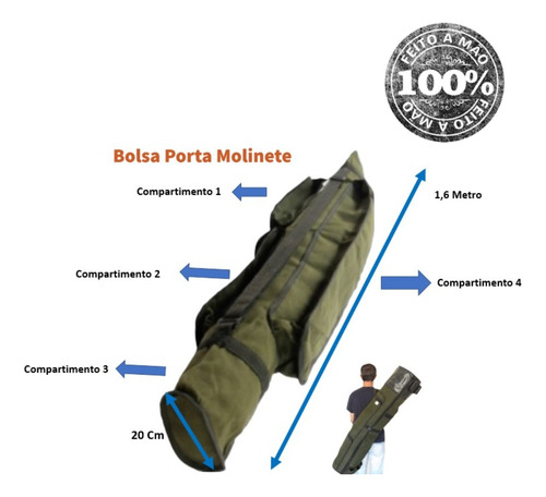 Kit Pesca Completo Bolsa De Pesca Com Porta Varas 1,6 M Lona