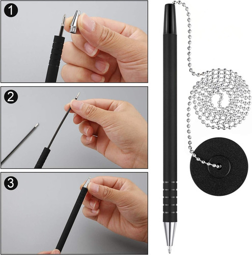 Security Pen Set With Bead Chain And Pen Holder, Desktop Pen