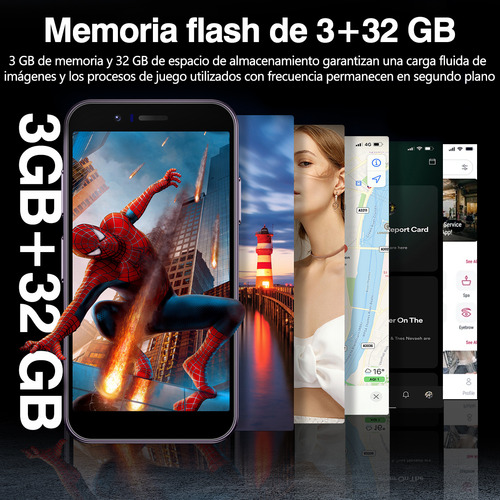 White Shark Phone Mini 3GB Ram + 32GB ROM Android 10 Dual Camera 8mp+5mp 2.95 Hd Smartphone 3500mah Wifi Púrpura