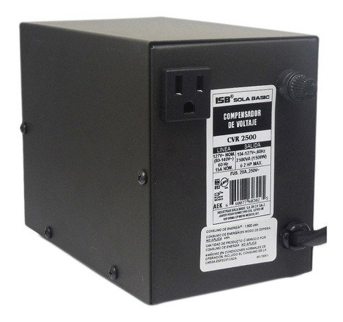 Imagen 3 de 3 de Regulador de voltaje Sola Basic CVR CVR2500 2500VA entrada de 127V y salida de 104V - 127V negro