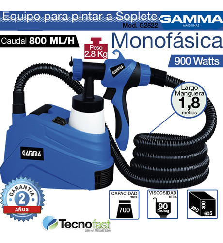 Equipo De Pintar Gamma 900w A Soplete G2822 + Regalo Gtia