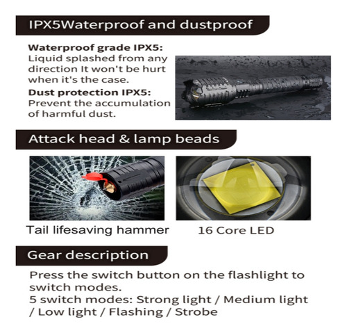 Linterna Tactica Led Hxp160 +6800lm +280m Recarg. Jf009 1