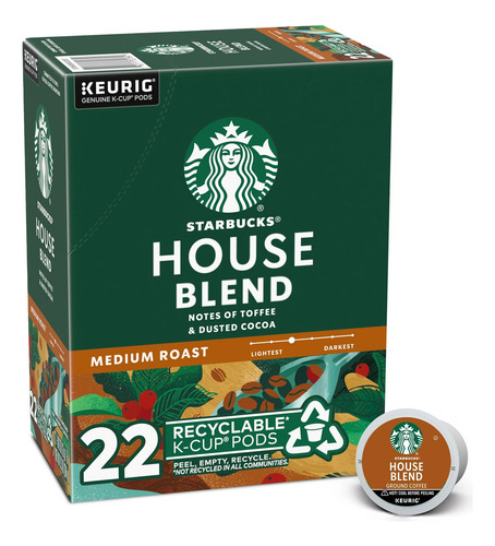 Starbucks House Blend, Tostado Medio, Keurig 22 Pods