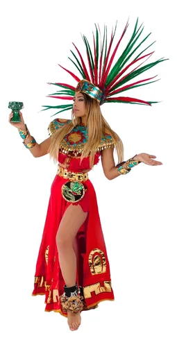 comprar Traje Azteca, Vestido Azteca Para Mujer Rojo Sin Plumas