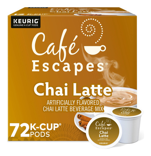 Cafe Escapes, Bebida De Te Chai Latte Capsulas Keurig 3 Pack