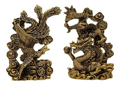 Estatua De Dragón Y Fénix Chinos De Feng Shui, Decora...