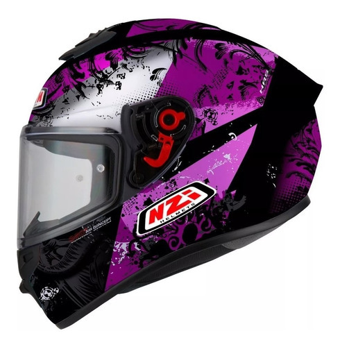 Casco Integral Nzi Visor Simple Trendy Jungle Negro Y Rosa Color Jungle Rosa Y Negro Tamaño Del Casco Xl