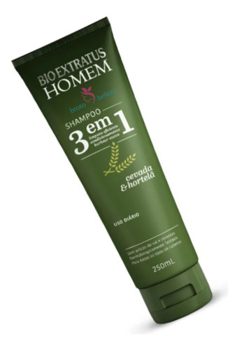 Xampu Bioextratus Homen 3 Em 1 Cabelo E Barba 250ml