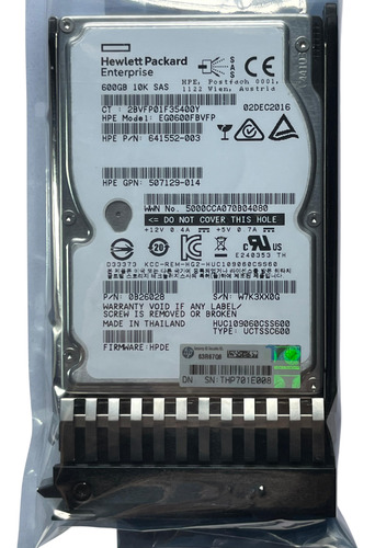 Hd Hp Msa 600gb 10k 2.5 Sas 12gb 730702-001 C8s58a @ Prateado