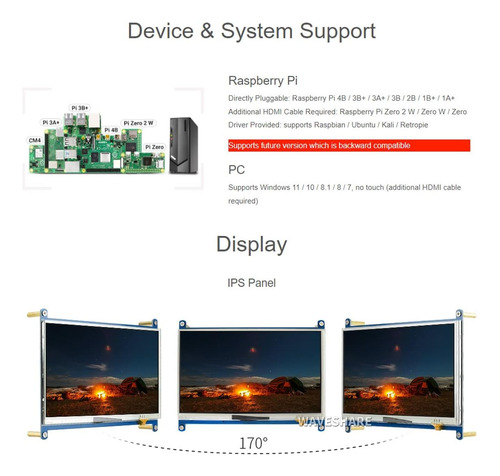 Waveshare De 7 Pulgadas Resistir Touch Screen Lcd Compatible