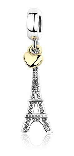 Charm Dije Torre Eiffel Corazón Fabricada En Plata 925