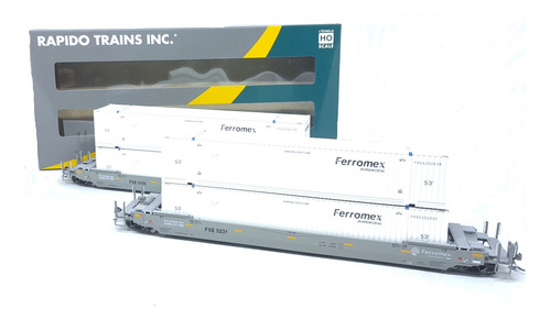 Ferromex Husky-stack Well Car 53', 2 Rapido Y Contenedores