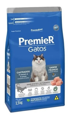 Alimento Premier Gatos Castrados Pollo 1, 5 Kg