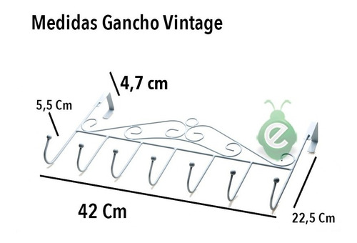 Gancho Vintage Para Puerta Ancha Perchero Color Blanco