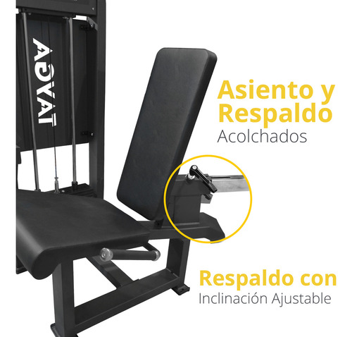 Maquina Extensión Curl De Pierna Peso Integrado Tayga Estructura Negro Tapizado Negro
