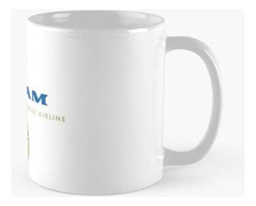 Taza Pila De Logotipo Azul Y Dorado De Pan Am Calidad Premiu