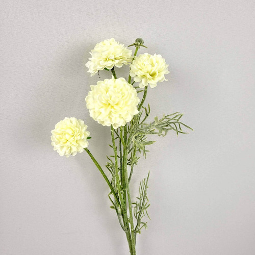 Zinia Branca Buquê 48x12cm Com 4 Flores Planta Artificial