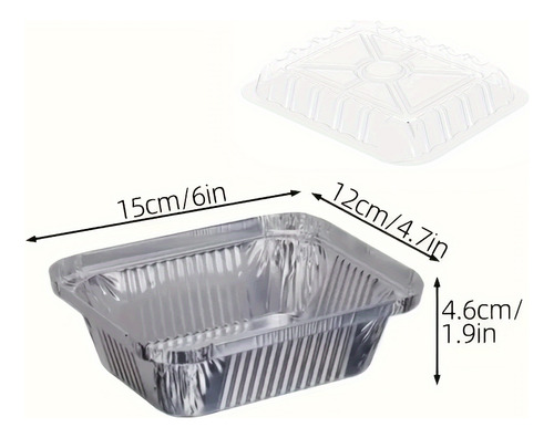 50pcs Bandejas Desechables De Aluminio Con Tapas,