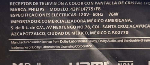 Main Philips 43pfl4775/f8 Mb-m9011-p-cl-0001 (Usado)