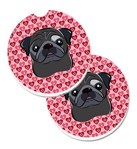 Caroline's Treasures Bb5333carc Black Pug Hearts Juego De 2 