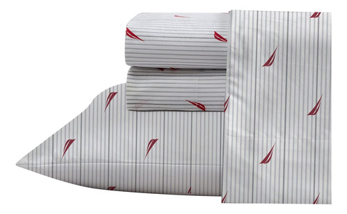 Juego De Sábanas De Percal De Algodón 4 Piezas Audley Stripe